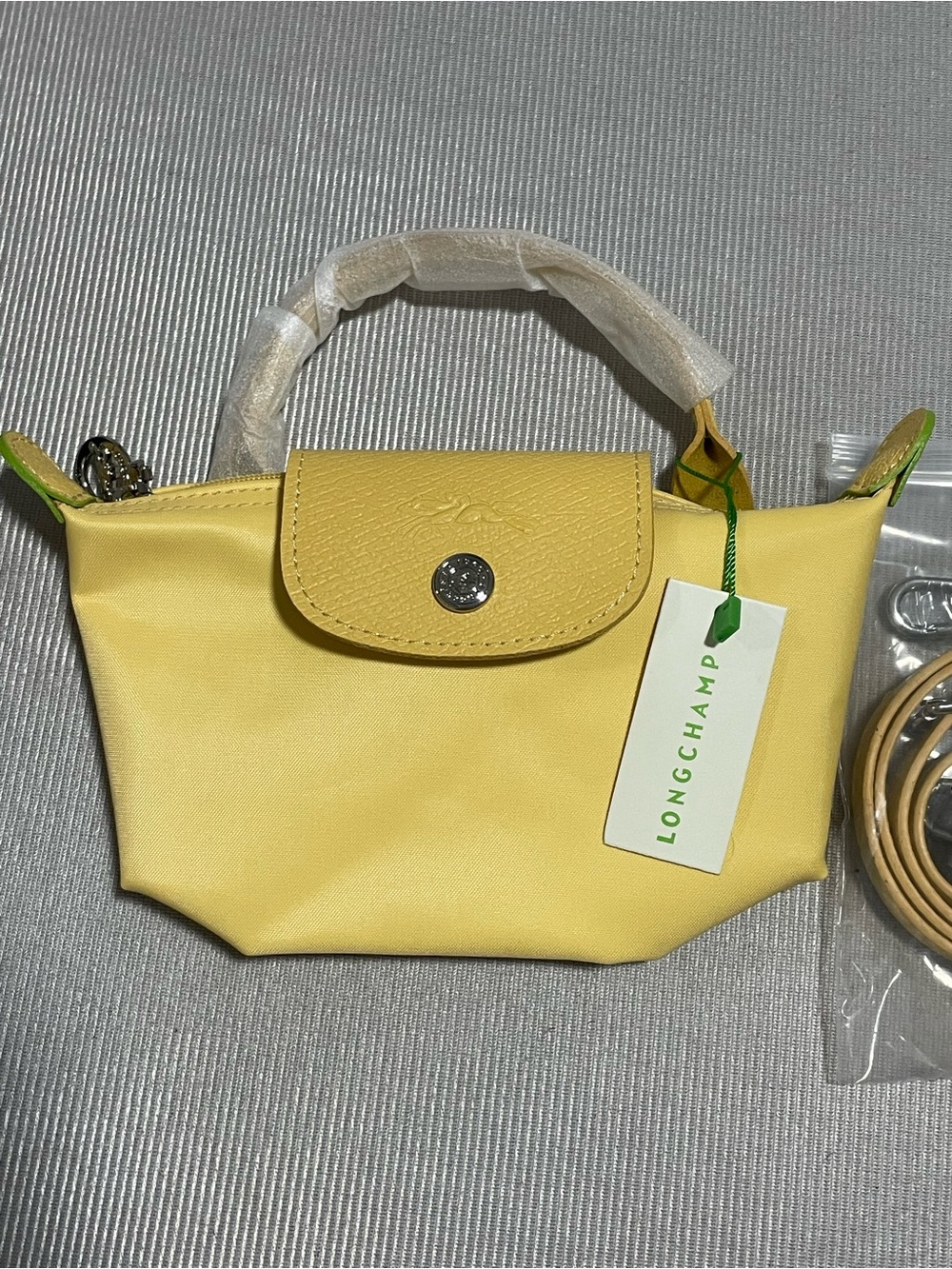 Longchamp Mini Le Pliage Top Handle Bag in Pale Yellow